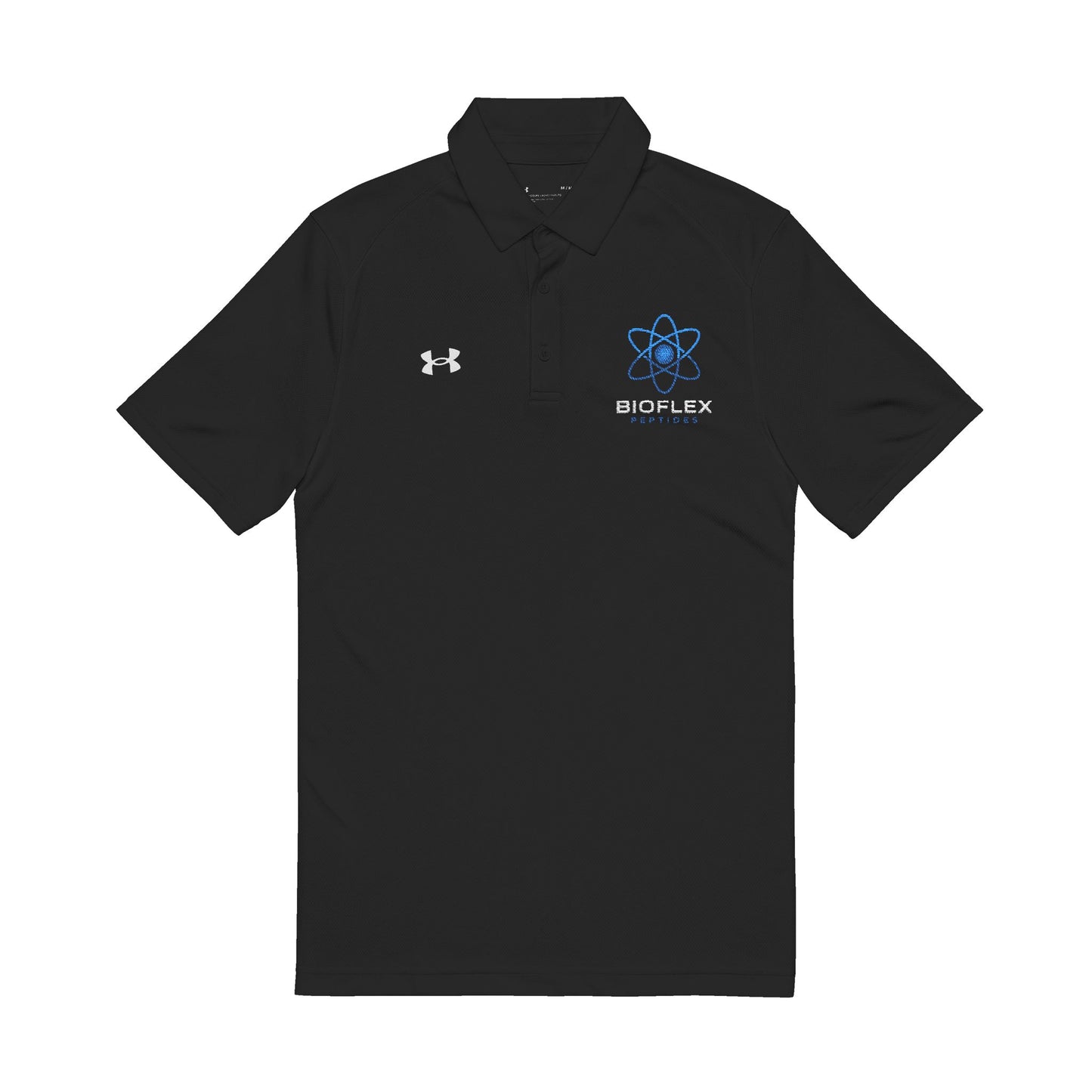 Embroidered Atom Logo Men's Polo — White Performance Golf Shirt