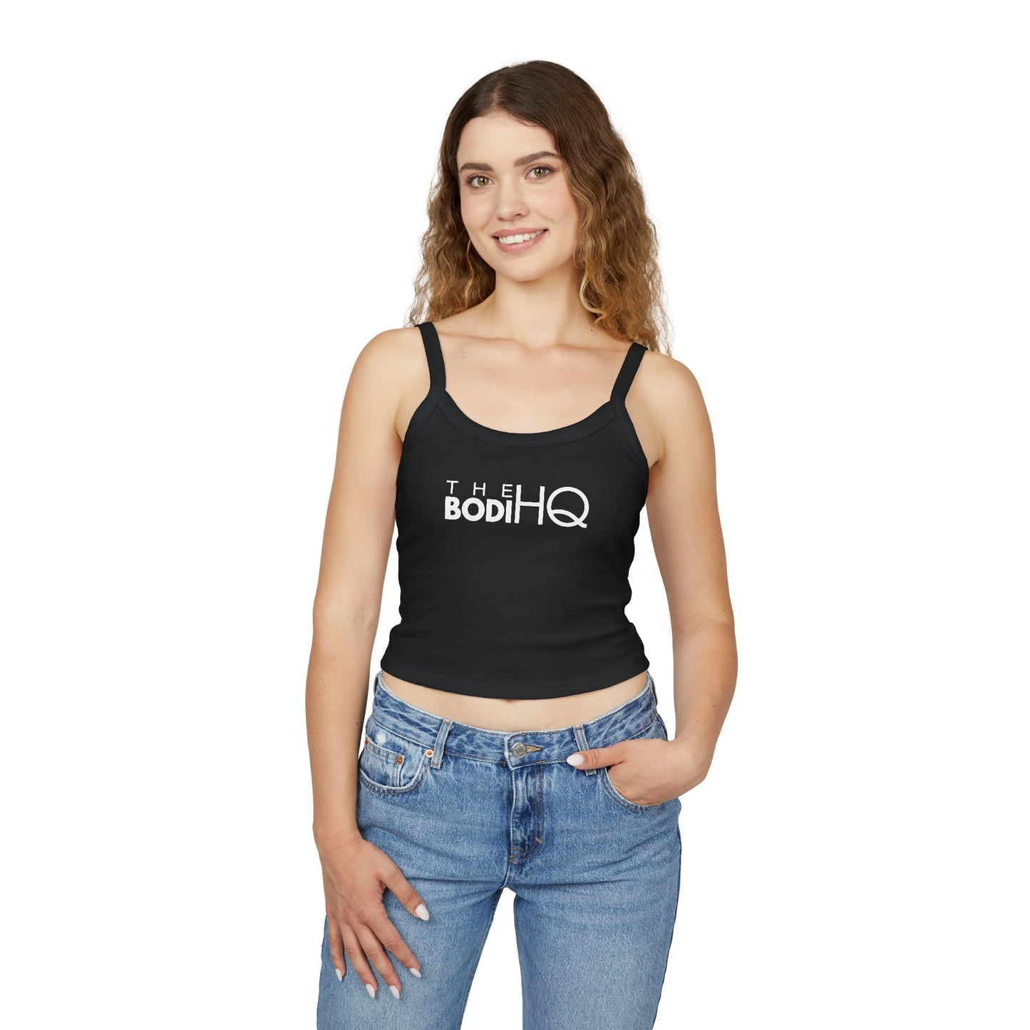 Women's Spaghetti Tank Top — Minimal 'THE LOOK HQ' Logo Crop