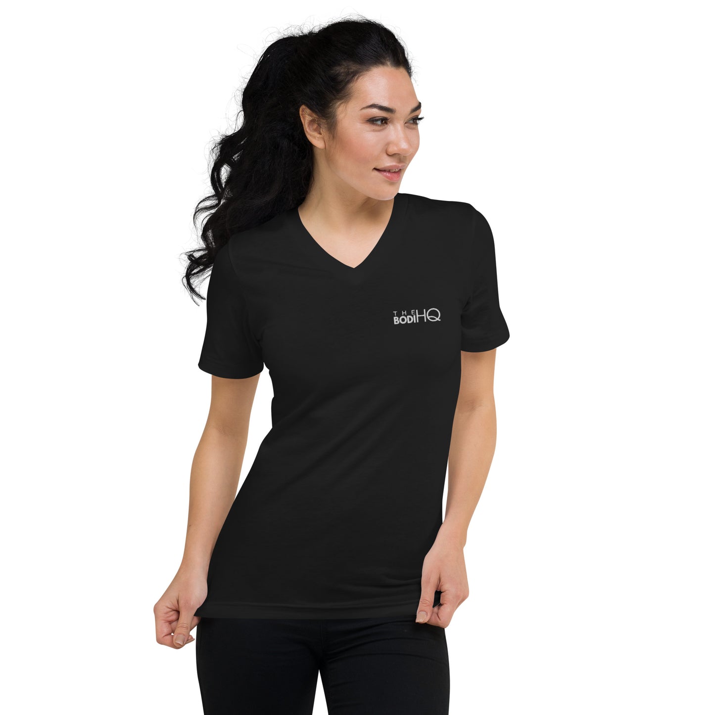 Bodi Black Unisex Short Sleeve V-Neck T-Shirt